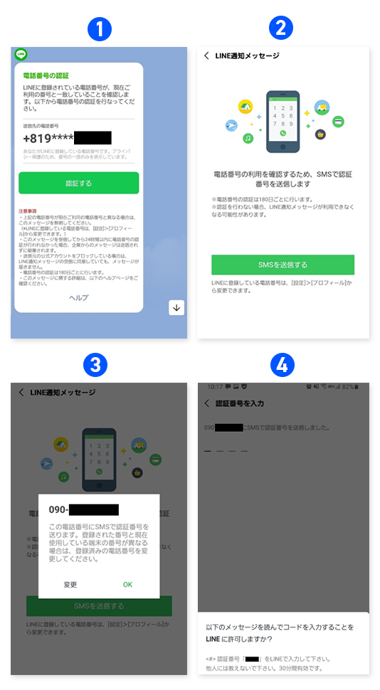 「電話番号の認証を行ってください」というメッセージが届いた際の対応の流れ