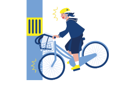 自転車が電柱と衝突するイラスト