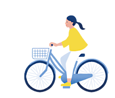 自転車に乗る女性のイラスト